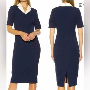 Alexia Admor Navy Kinsley Midi Dress-Classic style.